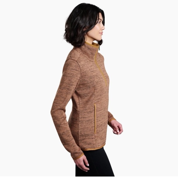 Kuhl Ascendyr Sweater Quarter Zip Pullover Fleece Casual Hiking Camping Brown S - Picture 2 of 15